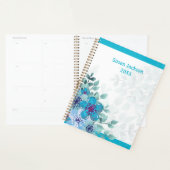 Gepersonaliseerde turquoise bloemenjournaal/ planner (Display)