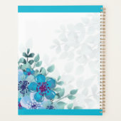 Gepersonaliseerde turquoise bloemenjournaal/ planner (Achterkant)