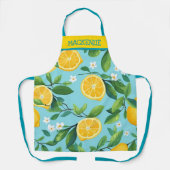 Gepersonaliseerde Turquoise Lemon Print Schort (Voorkant)