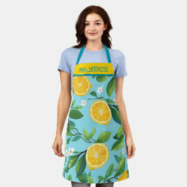 Gepersonaliseerde Turquoise Lemon Print Schort
