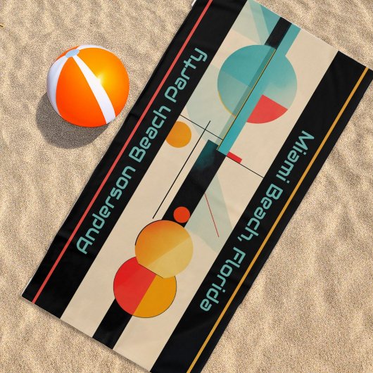 Gepersonaliseerde Turquoise & Oranje Moderne Geome Strandlaken