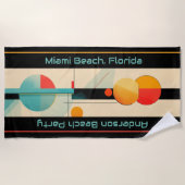 Gepersonaliseerde Turquoise & Oranje Moderne Geome Strandlaken (Voorkant)