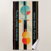 Gepersonaliseerde Turquoise & Oranje Moderne Geome Strandlaken (Voorkant)
