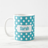 Gepersonaliseerde Turquoise Polka Dot Mok (Links)