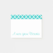 Gepersonaliseerde turquoise post merkt het op post-it® notes (Voorkant)
