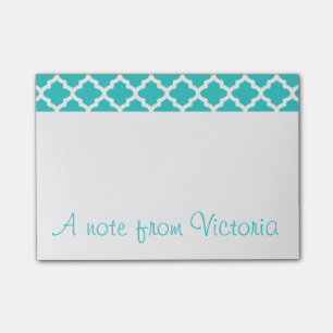 Gepersonaliseerde turquoise post merkt het op post-it® notes