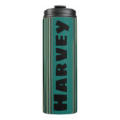 Gepersonaliseerde Turquoise Stripe Thermische Tumb Thermosbeker (Voorkant)