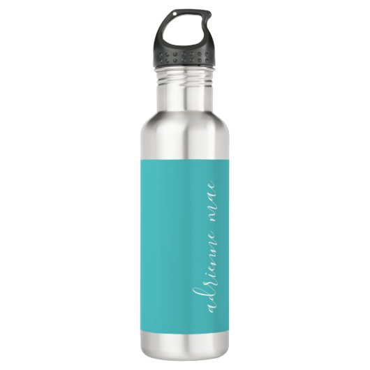 Gepersonaliseerde Turquoise & Wit Waterfles (Voorkant)