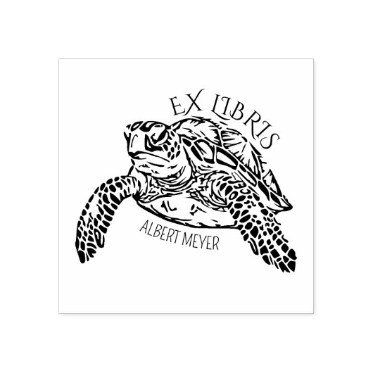 Gepersonaliseerde Turtle Ex Libris Bookplate Rubberstempel (Afrduk)
