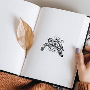 Gepersonaliseerde Turtle Ex Libris Bookplate Rubberstempel