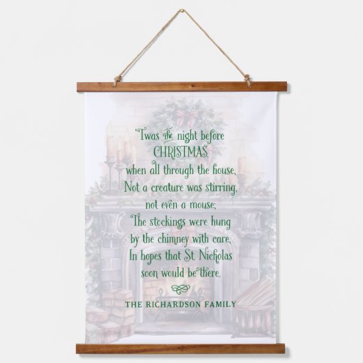 Gepersonaliseerde Twas de avond voor kerst Gedicht Hangend Wandkleed (Voorkant)