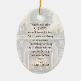 Gepersonaliseerde Twas de avond voor Kerstmis Keramisch Ornament