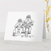 Gepersonaliseerde Twee Bruiden Biker Motorfiets Br Kaart (Gele Bloem)