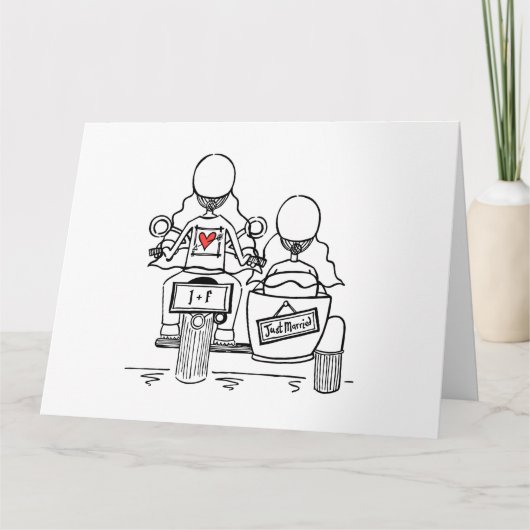 Gepersonaliseerde Twee Bruiden Biker Motorfiets Br Kaart (Voorkant)