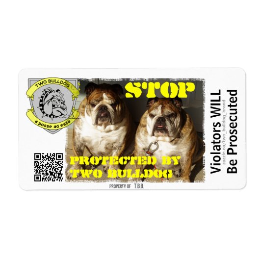 Gepersonaliseerde twee Bulldog merk STOP Stickers (Voorkant)
