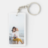 Gepersonaliseerde twee foto familie dubbelzijdig sleutelhanger (achterkant)