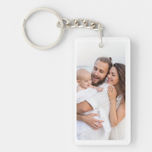 Gepersonaliseerde twee foto familie dubbelzijdig sleutelhanger (Voorkant)