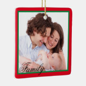 Gepersonaliseerde TWEE foto FAMILIE Kerstmis Keramisch Ornament (Rechts)