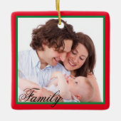 Gepersonaliseerde TWEE foto FAMILIE Kerstmis Keramisch Ornament (Voorkant)