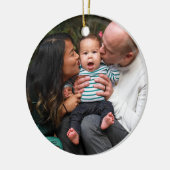 Gepersonaliseerde twee foto tweezijdige familie keramisch ornament (Links)