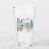 Gepersonaliseerde twee herten in Winter Woodland Glas (Achterkant)