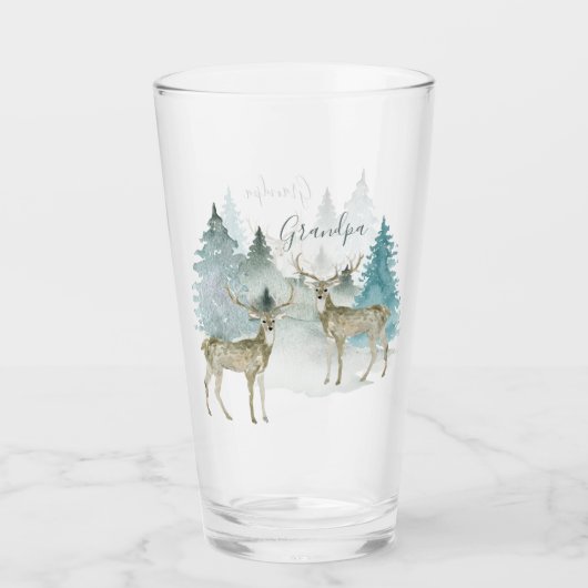 Gepersonaliseerde twee herten in Winter Woodland Glas (Voorkant)