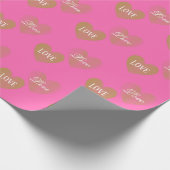 Gepersonaliseerde twee keer gouden bruiloft harten cadeaupapier (Hoek)