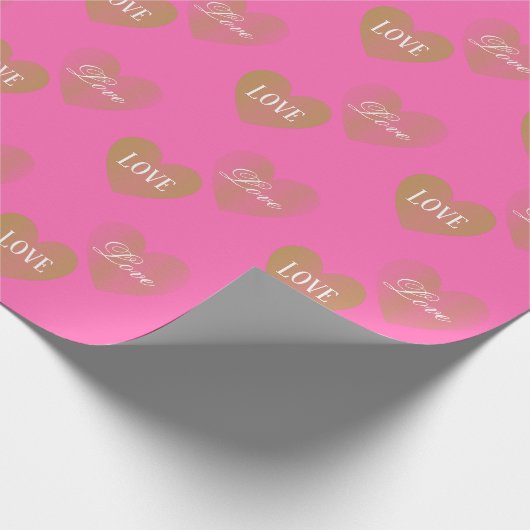 Gepersonaliseerde twee keer gouden bruiloft harten cadeaupapier (Hoek)