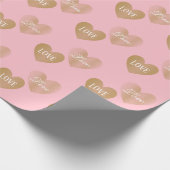 Gepersonaliseerde twee keer gouden bruiloft harten cadeaupapier (Hoek)