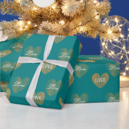 Gepersonaliseerde twee keer gouden harten, diepe a cadeaupapier