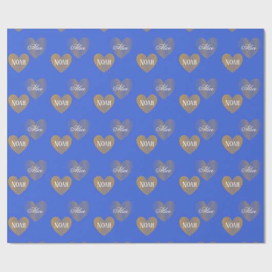 Gepersonaliseerde twee keer gouden harten, konings cadeaupapier (Vlak)