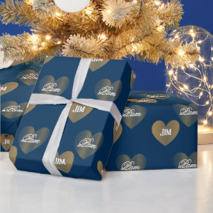 Gepersonaliseerde twee keer gouden harten, Pruisis Cadeaupapier