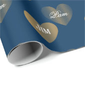 Gepersonaliseerde twee keer gouden harten, Pruisis Cadeaupapier (Rol Hoek)