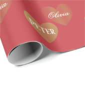 Gepersonaliseerde twee keer gouden harten, weelder cadeaupapier (Rol Hoek)