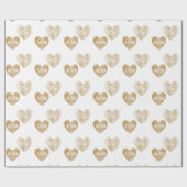 Gepersonaliseerde twee keer gouden harten, wit cadeaupapier (Vlak)