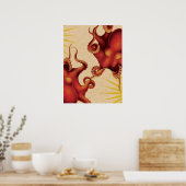 Gepersonaliseerde twee rode octopus botsten poster (Keuken)