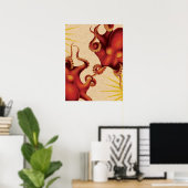 Gepersonaliseerde twee rode octopus botsten poster (Thuiskantoor)