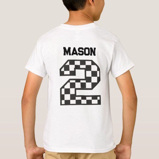 Gepersonaliseerde twee snelle & leuke verjaardag r t-shirt (Achterkant)