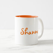 Gepersonaliseerde twee toon oranje en witte mok (Voorkant rechts)