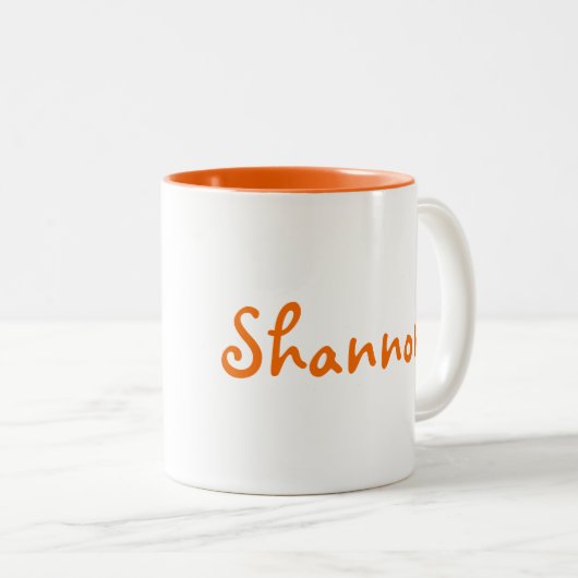 Gepersonaliseerde twee toon oranje en witte mok (Voorkant rechts)