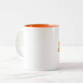 Gepersonaliseerde twee toon oranje en witte mok (Voorkant links)