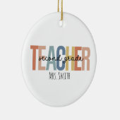 Gepersonaliseerde tweedeklas leraar kerst keramisch ornament (Rechts)