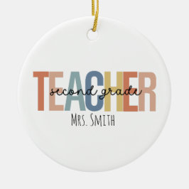 Gepersonaliseerde tweedeklas leraar kerst keramisch ornament