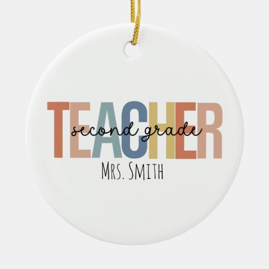 Gepersonaliseerde tweedeklas leraar kerst keramisch ornament (Voorkant)
