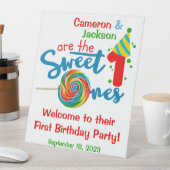 Gepersonaliseerde tweeling Eerste Verjaardag Welko Reclamebord Met Voetstuk (Insitu)