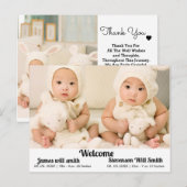 gepersonaliseerde tweelingaankondiging briefkaart (Voorkant / Achterkant)