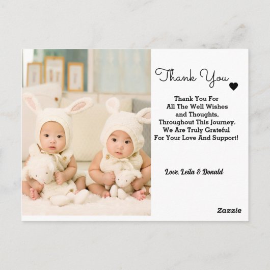 gepersonaliseerde tweelingaankondiging briefkaart (Achterkant)