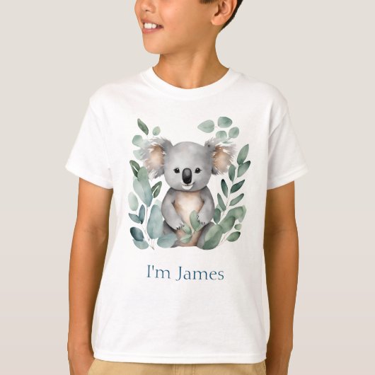 Gepersonaliseerde Tweelingnaam Waterverf Koala Bee T-shirt (Voorkant)