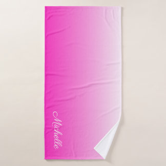 Gepersonaliseerde tweetonige gradiënt ombre hete r badhanddoek