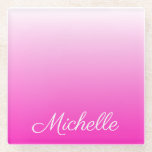 Gepersonaliseerde tweetonige gradiënt ombre hete r glazen onderzetter<br><div class="desc">Gepersonaliseerde tweetonige gradiënt ombre hete roze</div>